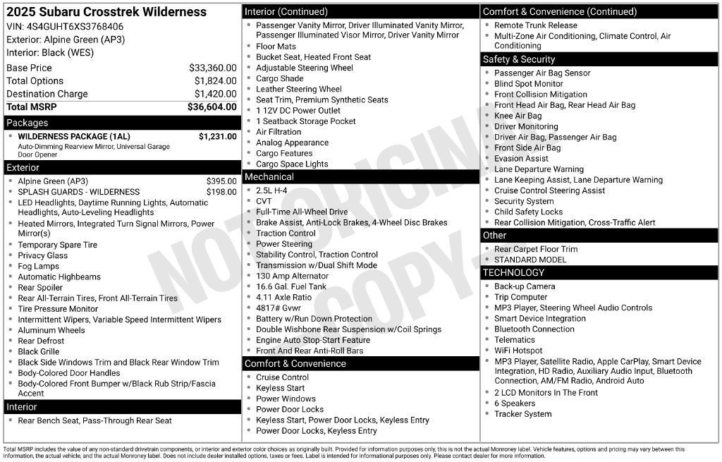 2025 Subaru Crosstrek Wilderness