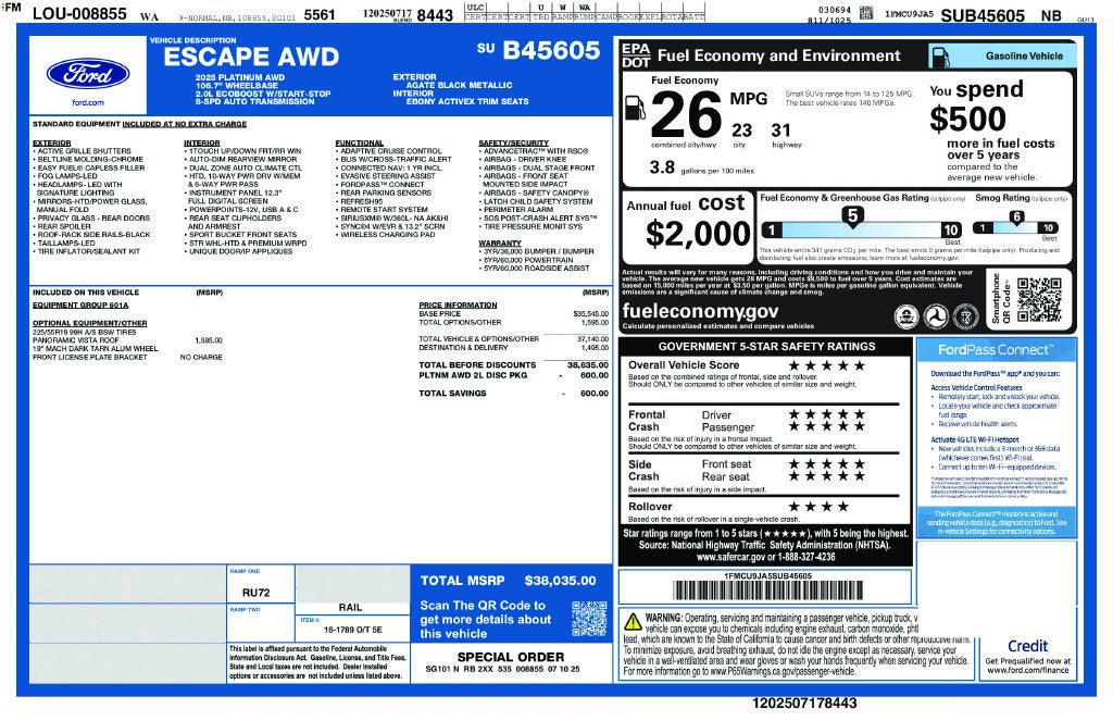 2025 Ford Escape Platinum