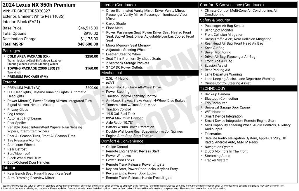 2024 Lexus NX 350h Premium
