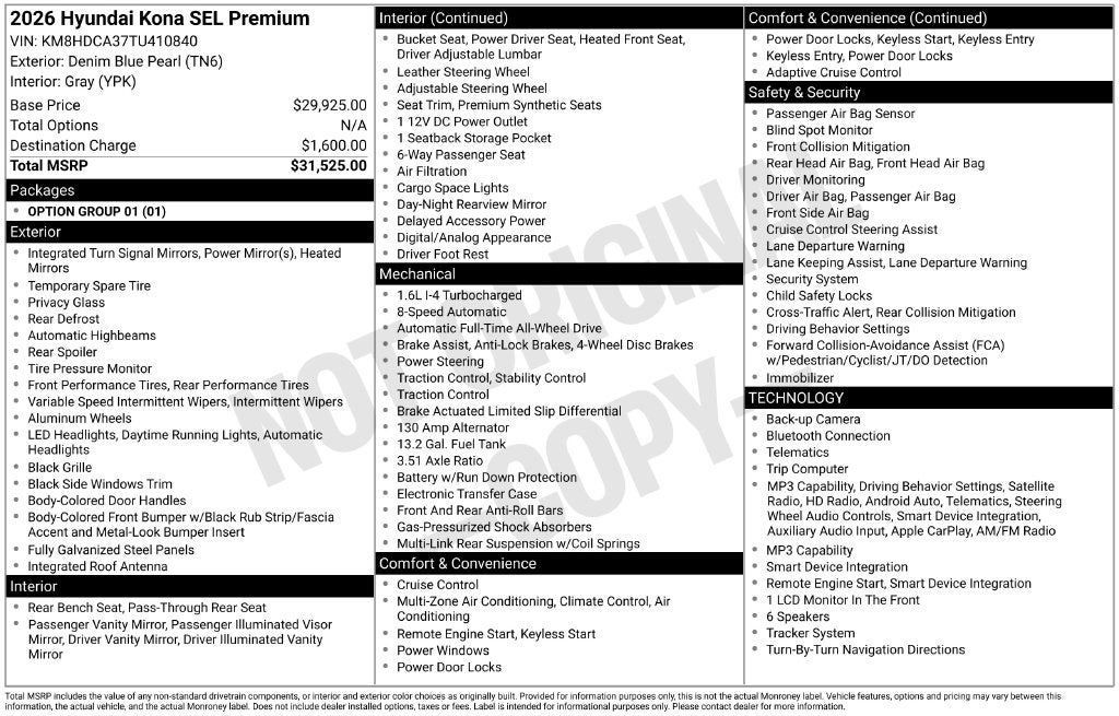 2026 Hyundai Kona SEL Premium