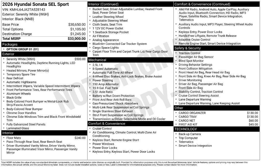 2026 Hyundai Sonata SEL Sport