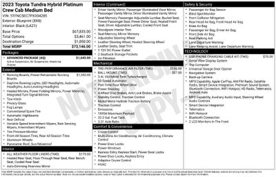 2023 Toyota Tundra Hybrid Platinum